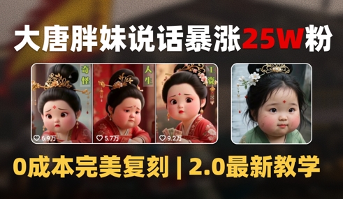 AI大唐胖贵妃说话2.0，40条视频暴涨40w粉，附独家变现攻略-玩备项目资源网