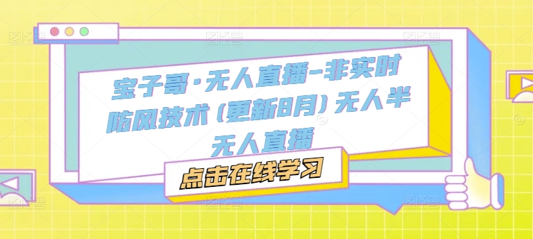 宝子哥·无人直播-非实时防风技术(更新25年6月)无人半无人直播-玩备项目资源网