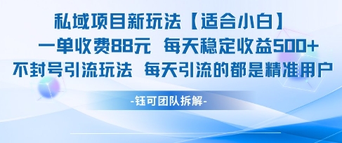 私域项目新玩法【适合小白】 一单收费88.每天稳定收益几张-玩备项目资源网