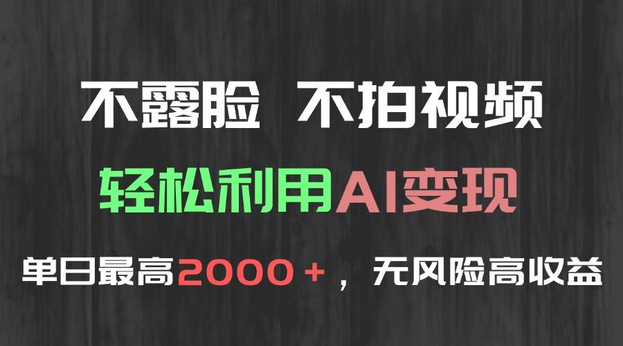 （15034期）不露脸，不拍视频，轻松利用AI变现，单日最高2000＋，无风险高利润-玩备项目资源网