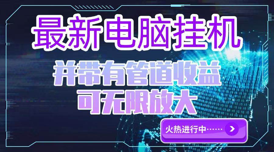 （15036期）电脑挂机单机每天收益300—500+ 并带有团队管道收益 可无限放大-玩备项目资源网