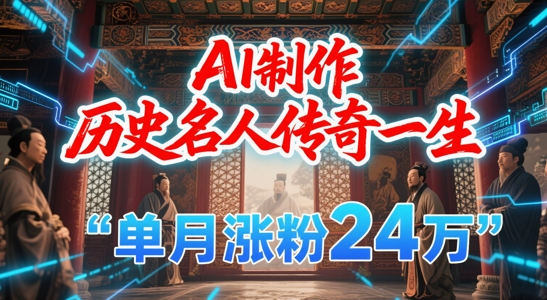 暴力起号！用AI制作历史名人传奇一生，单月涨粉24W，涨粉+变现赛道黑马来了-玩备项目资源网