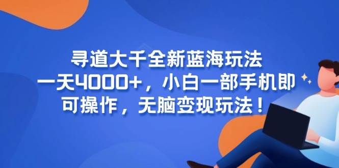 （15050期）寻道大千全新蓝海玩法，一天4000+，小白一部手机即可操作，无脑变现玩法！-玩备项目资源网