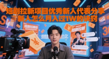 短剧拉新项目优秀新人代表分享新人怎么月入过1W的诀窍-玩备项目资源网