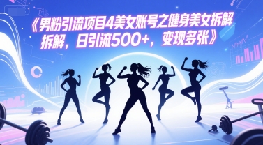 男粉引流项目4美女账号之健身美女拆解，日引流500+，变现多张-玩备项目资源网