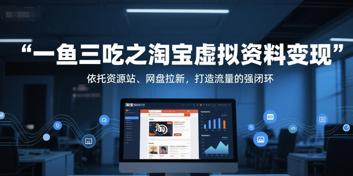 一鱼三吃之淘宝虚拟资料变现，依托资源站、网盘拉新，打造流量的强闭环-玩备项目资源网