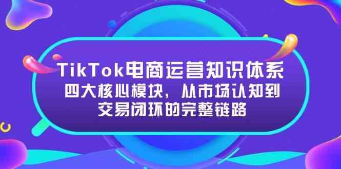 TikTok电商运营知识体系：四大核心模块，从市场认知到交易闭环的完整链路-玩备项目资源网