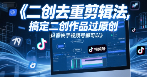 短视频二创去重剪辑法，搞定二创作品过原创，抖音快手视频号都可以-玩备项目资源网