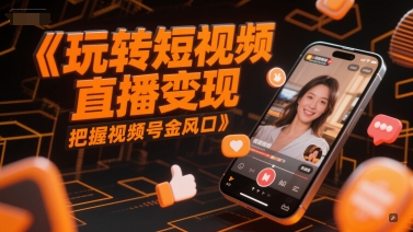 玩转短视频直播变现，把握视频号金风口-玩备项目资源网