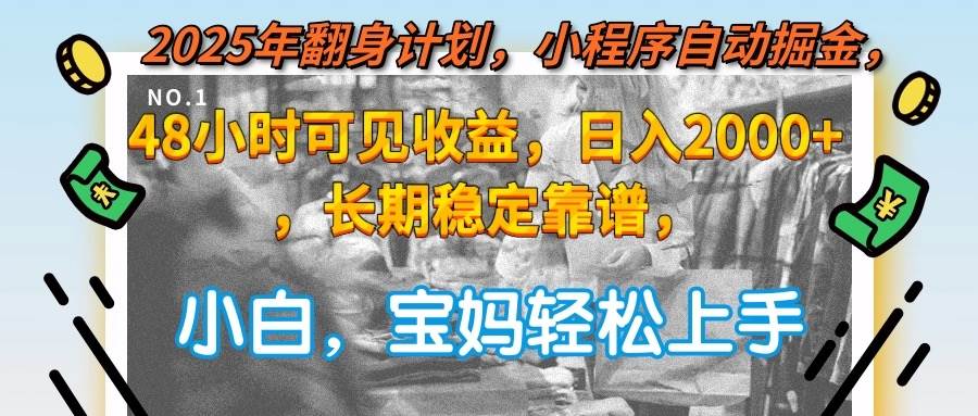 （15082期）2025年翻身计划，小程序自动掘金48小时可见收益，日入2000+，长期稳定…-玩备项目资源网