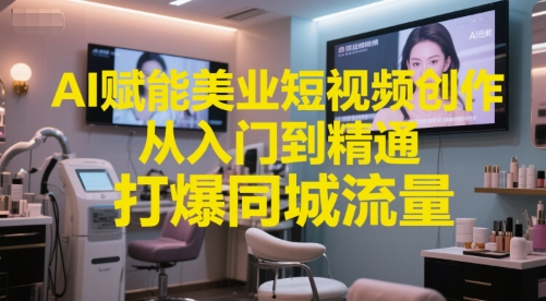 AI赋能美业短视频创作，从入门到精通，打爆同城流量，超级AI工具短视频实操落地-玩备项目资源网