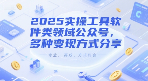 2025实操工具软件类领域公众号，多种变现方式分享-玩备项目资源网