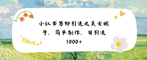 小红书男粉引流项目之美女账号6，简单制作，条条爆款原创，不违规-玩备项目资源网