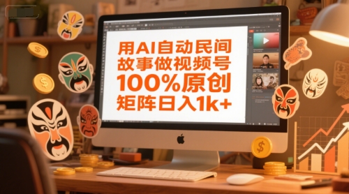 用AI自动民间故事做视频号，100%原创，矩阵日入1k+-玩备项目资源网