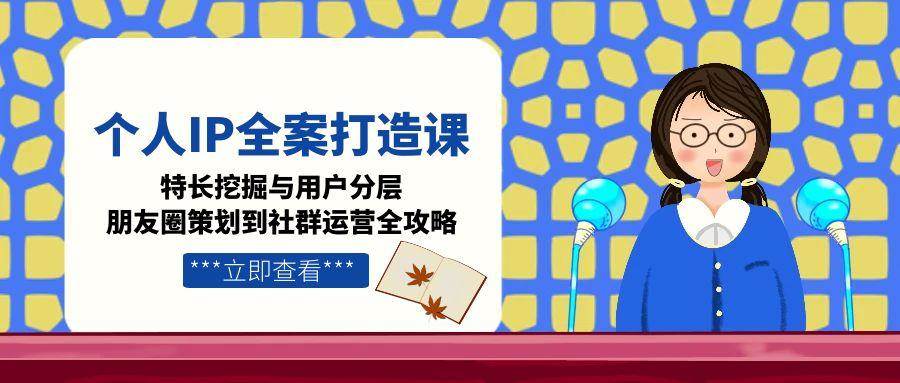 个人IP全案打造课，特长挖掘与用户分层，朋友圈策划到社群运营全攻略-玩备项目资源网