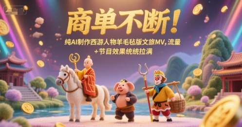 商单不断！纯AI制作西游人物羊毛毡版文旅MV，流量+节目效果统统拉满-玩备项目资源网