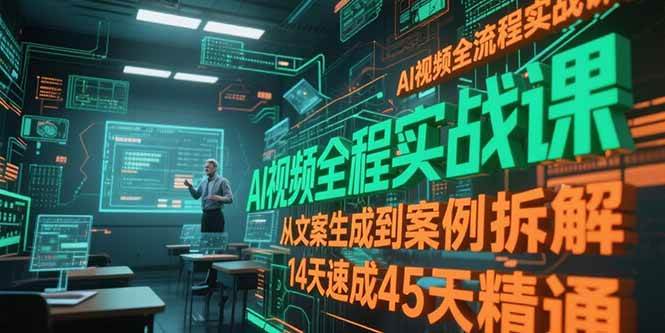 （15172期）AI视频全流程实战课，从文案生成到案例拆解，14天速成45天精通-玩备项目资源网