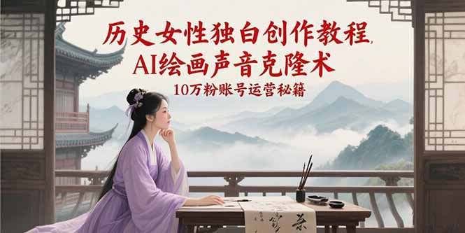 （15186期）历史女性独白创作教程，AI绘画声音克隆术，10万粉账号运营秘籍-玩备项目资源网