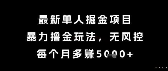 最新单人掘金项目，暴力撸金玩法，无风控，每个月多挣5k+【揭秘】-玩备项目资源网
