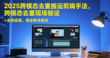 2025跨模态去重搬运剪辑手法，跨模态去重现场验证 +全程实操，真实账号验证-玩备项目资源网
