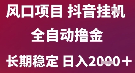 风口项目，六月最新玩法抖音无人挂G，全自动撸金，长期稳定 日入2k+【揭秘】-玩备项目资源网