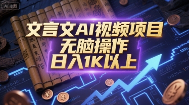 文言文AI视频项目，无脑操作，日入1K以上-玩备项目资源网