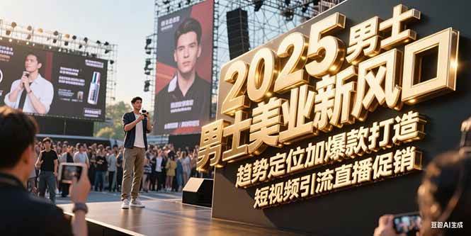 2025男士美业新风口，趋势定位加爆款打造，短视频引流直播促销-玩备项目资源网