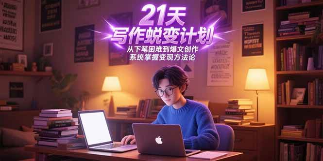 （15204期）21天写作蜕变计划，从下笔困难到爆文创作，系统掌握变现方法论-玩备项目资源网