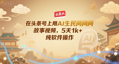 在头条号上用AI生民间故事视频，5天1k+，纯软件操作-玩备项目资源网
