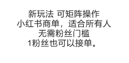 可矩阵操作，小红书商单新玩法，适合所有人，无需粉丝门槛，1粉丝也可以接单-玩备项目资源网