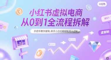 小红书虚拟电商从0到1全流程拆解，手把手教你复制，新手小白也能轻松月入过W-玩备项目资源网