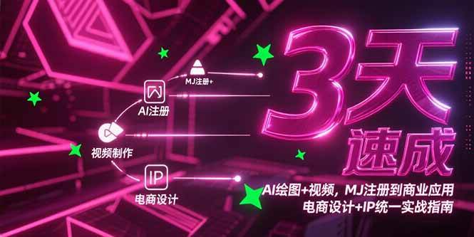 （15245期）3天速成AI绘图+视频，MJ注册到商业应用，电商设计+IP统一实战指南-玩备项目资源网