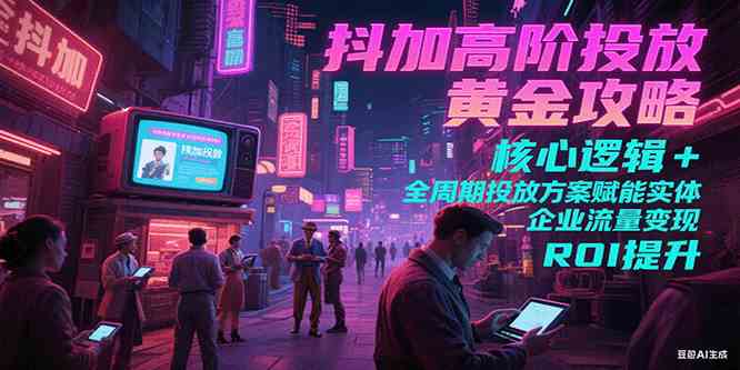 抖加高阶投放黄金攻略：核心逻辑全周期投放方案赋能实体企业流量变现 ROI 提升-玩备项目资源网