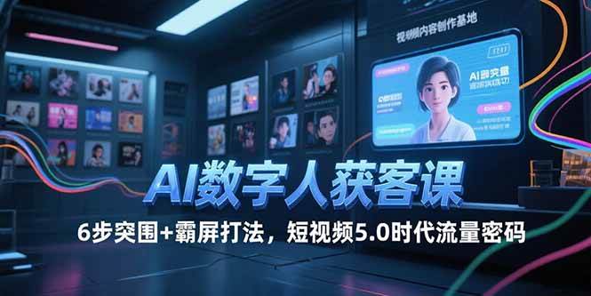（15247期）AI数字人获客课，6步突围+霸屏打法，短视频5.0时代流量密码-玩备项目资源网