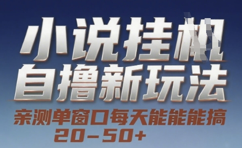 小说自撸新玩法 — 亲测单窗口每天能搞 20-50+，支持矩阵化批量操作【揭秘】-玩备项目资源网
