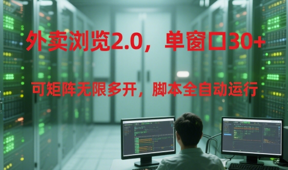 外卖浏览2.0，单窗口30+可矩阵无限多开，脚本全自动运行【揭秘】-玩备项目资源网