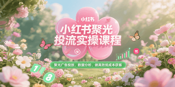 小红书聚光投流实操课程，聚光广告投放、数据分析、做高效低成本获客-玩备项目资源网