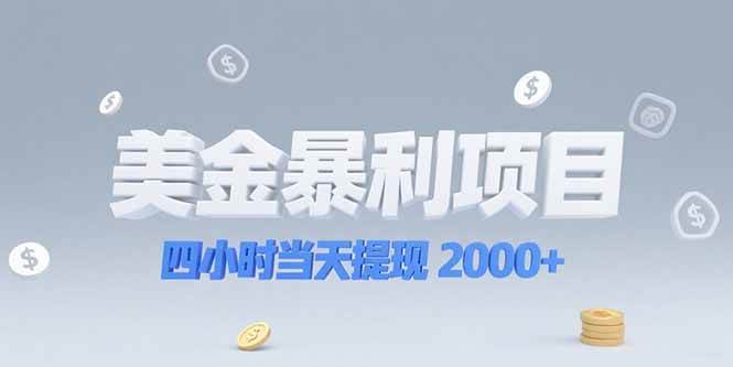（15251期）美金暴利项目，四小时当天提现 2000+机会留给会选赛道的人-玩备项目资源网