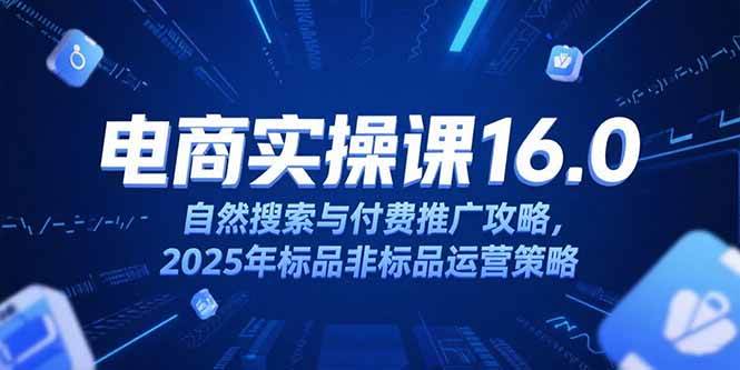 （15262期）淘宝电商运营课16.0，自然搜索与付费推广攻略，2025年标品非标品运营策略-玩备项目资源网
