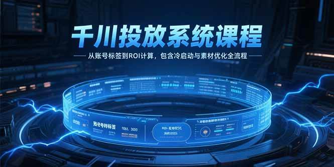 （15263期）千川投放系统课程，从账号标签到ROI计算，包含冷启动与素材优化全流程-玩备项目资源网