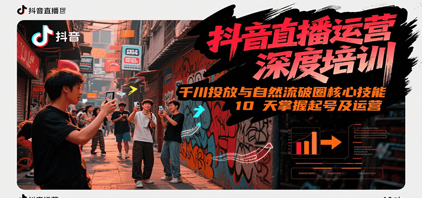抖音直播运营深度培训，千川投放与自然流核心技能，10天掌握起号及运营(6-7月新课)-玩备项目资源网