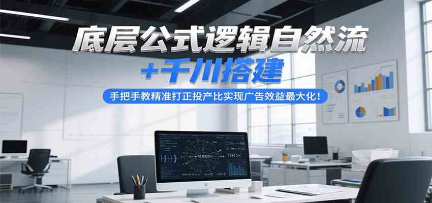 底层公式逻辑自然流+千川搭建，手把手教精准打正投产比实现广告效益最大化！-玩备项目资源网