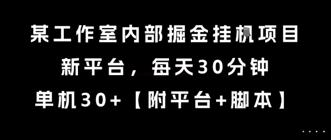 某工作室内部掘金挂G项目，新平台，每天30分钟，单机30+【揭秘】-玩备项目资源网