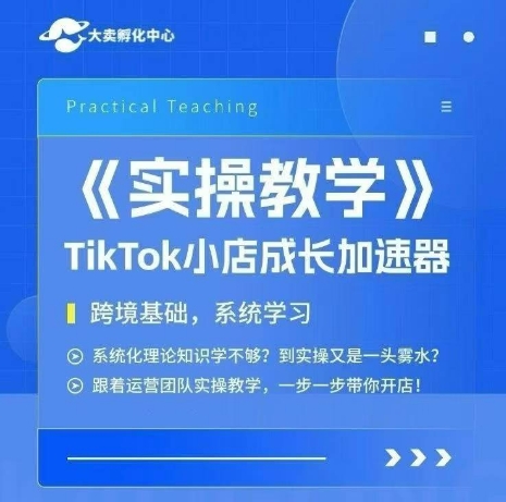 大卖家孵化中心TikTok实操课，TikTok小店成长加速器，跨境基础系统学习，一步一步带你开店-玩备项目资源网