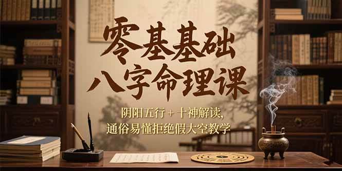 （15283期）零基础八字命理课，阴阳五行+十神解读，通俗易懂拒绝假大空教学-玩备项目资源网