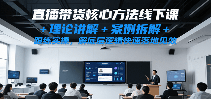 直播带货核心方法线下课，理论讲解+案例拆解+跟练实操，解底层逻辑快速落地见效-玩备项目资源网