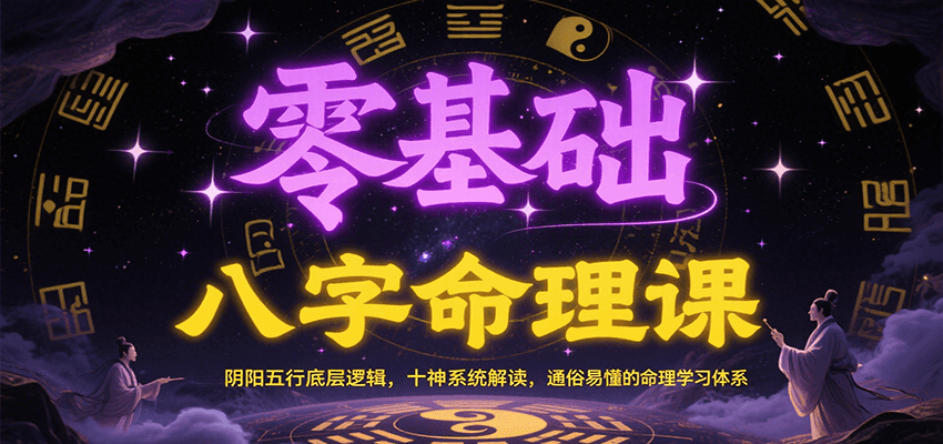 零基础八字命理课：阴阳五行底层逻辑，十神系统解读，通俗易懂的命理学习体系-玩备项目资源网