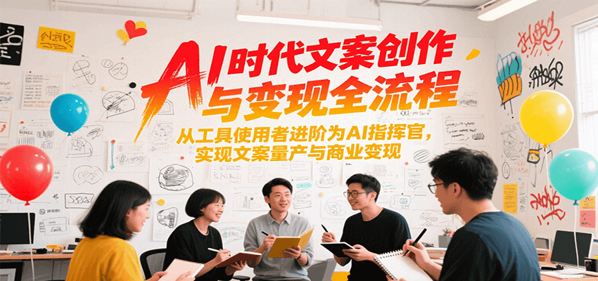 AI时代文案创作与变现全流程，从工具使用者进阶为AI指挥官，实现文案量产与商业变现-玩备项目资源网