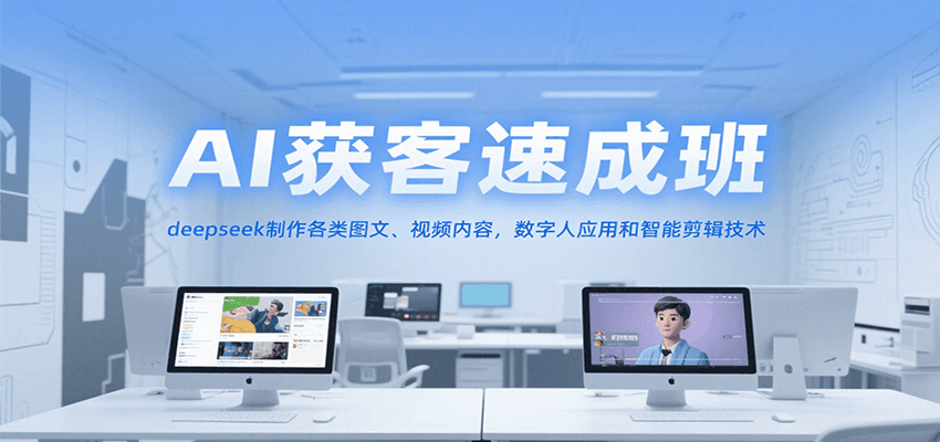AI获客速成班，deepseek制作各类图文、视频内容，数字人应用和智能剪辑技术-玩备项目资源网
