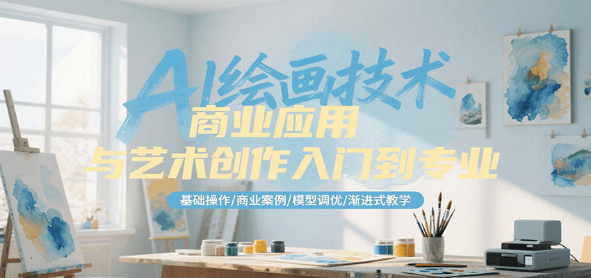 AI绘画技术商业应用与艺术创作入门到专业，基础操作/商业案例/模型调优/渐进式教学-玩备项目资源网